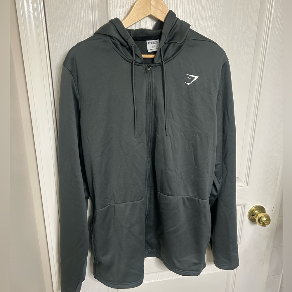 Gymshark Men's Dark Gray / Green Zip-Up Jacket, XXL